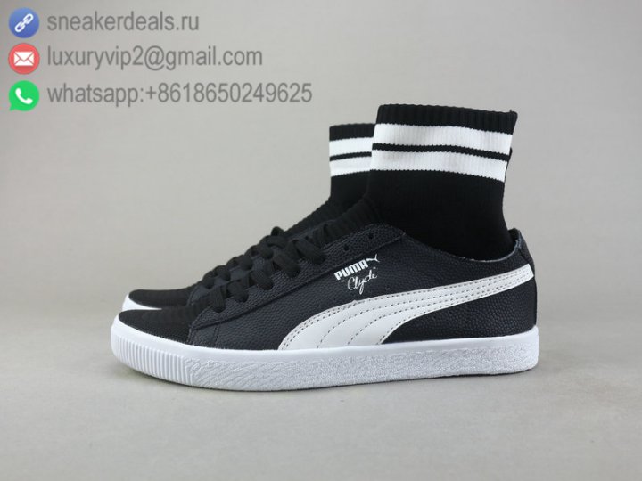 Puma Clyde Sock NYC Men High Top Sneakers Black White Leather Size 40-44